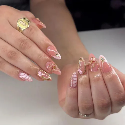 Miniatura 31 de Uñas postizas a presión marrón café, uñas postizas medianas de almendra, color sólido, cobertura completa, uñas postizas artificiales brillantes