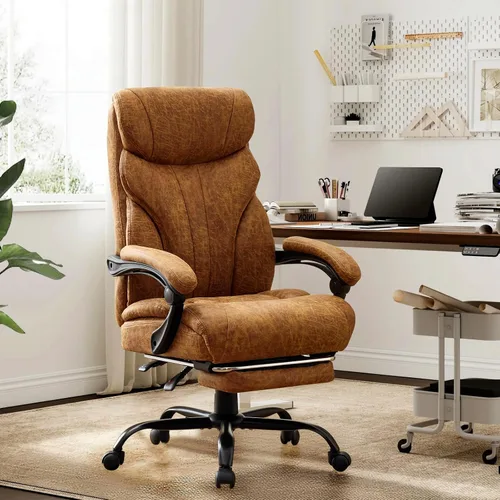 Miniatura 10 de Cómoda silla de escritorio de oficina de 500 libras, sillas de oficina grandes y altas con reposabrazos abatibles ajustables, silla