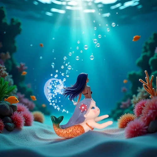 GANPUB Decoración flotante de pecera, sirena de peces de acuario, adornos, decoración llamativa, dibujos animados de mascotas acuáticas, figuras en