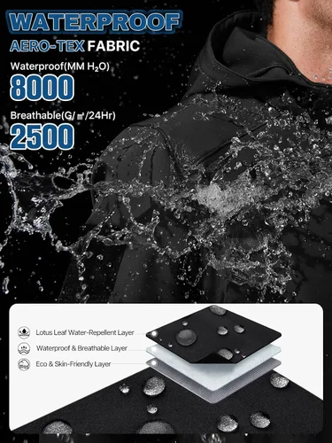 Miniatura 2 de FREE SOLDIER Chaqueta ligera con capucha impermeable para hombre, con forro polar, para invierno, con capucha, resistente al agua, para senderismo