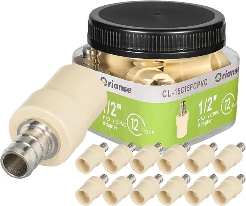 Miniatura 10 de Paquete de 2 adaptadores de transición de CPVC de 1/2 pulgada Pex x 1/2 pulgadas, accesorios PEX de latón resistente para conexión de tubería PEX-B