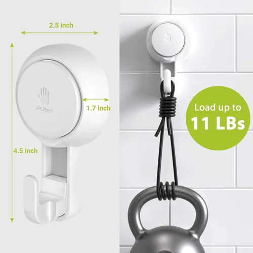 Miniatura 2 de Elegear Ganchos de ducha con ventosa para lufa, bata, toalla, resistente (paquete de 4) impermeables, ganchos de succión al vacío reutilizables
