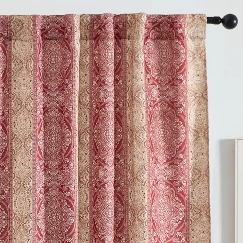 Miniatura 15 de HLC.ME Florence - Cortinas con estampado floral y de pájaros, con pestaña trasera y bolsillo para barra, cortinas para oscurecer el dormitorio
