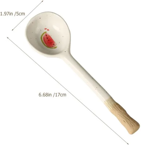 Miniatura 3 de Operitacx Cuchara de cerámica Cucharas retro Azúcar Japonés Fideos Grandes Fideos Coreanos Sopa Postre Asiático Cuchara Fórmula Cucharas Coreana