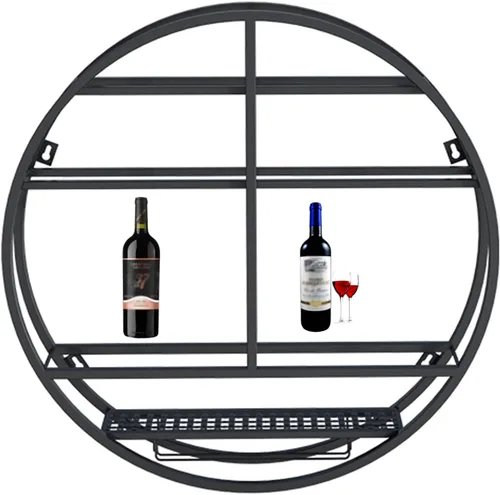 Estante colgante para copas de vino montado en la pared, Estante para copas de vino para barra de cocina, soporte de exhibición redondo de la taza