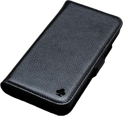 Miniatura 9 de Porter Riley - Funda de cuero para iPhone 13 (6.1 pulgadas). Funda de piel auténtica de primera calidad con ranuras para tarjetas, soporte Negro/Rojo