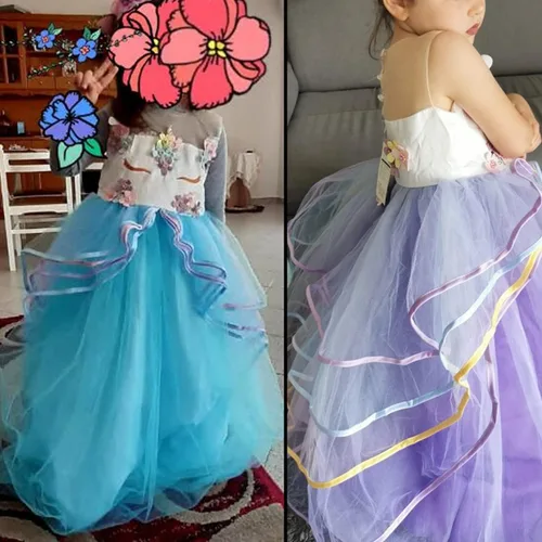 Miniatura 3 de TTYAOVO Vestido largo de tul de princesa para niña disfraz de unicornio con flores