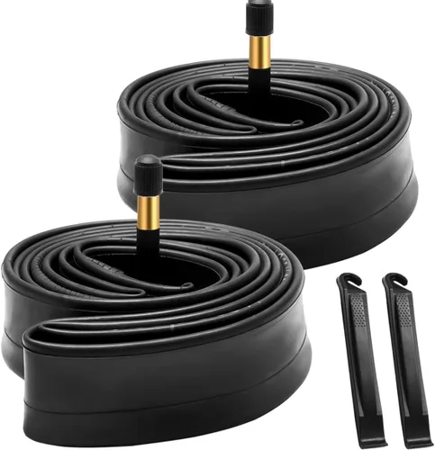 Tubo de bicicleta de 700 x 32 c/700 x 35 c, paquete de 2 con 2 palancas de neumáticos AV48mm Schrader, tubos interiores de bicicleta de carretera de