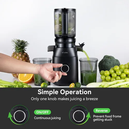 Miniatura 5 de Máquinas exprimidoras, exprimidor de prensa en frío con canal de alimentación grande de 4.3 pulgadas para frutas y verduras enteras, máquina
