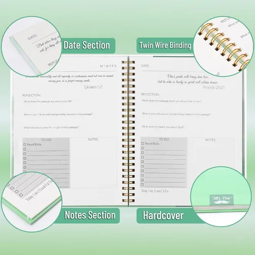 Miniatura 7 de Mr. Pen - Kit de diario bíblico para mujeres, resaltadores bíblicos y bolígrafos sin sangrado, notas, pestañas, cinta washi y diario