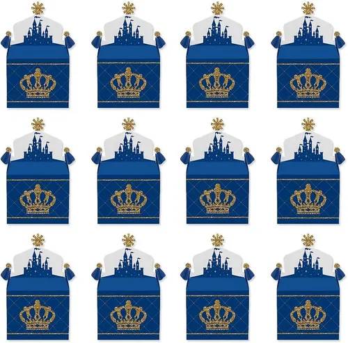 Miniatura 4 de Big Dot of Happiness Royal Prince Charming – Caja de regalo para fiestas – Baby Shower o fiesta de cumpleaños – Cajas de regalo – Juego de 12