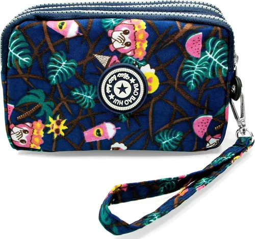 BIAOTIE Cartera de pulsera de gran capacidad, Bolso de mano de nailon impreso impermeable para mujer