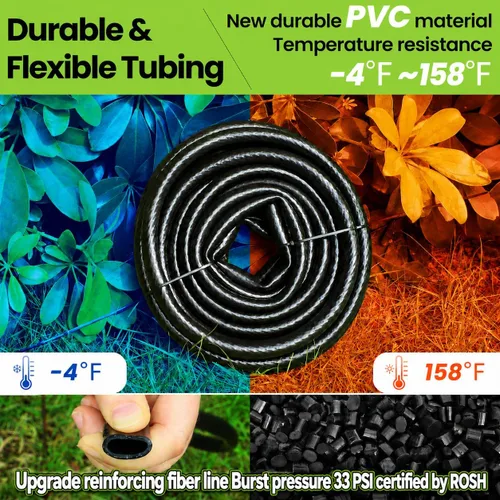 Miniatura 4 de Bonviee Tubo de riego de 1/2 pulgada con 4 paquetes de conectores de 6 vías, tubo de riego por goteo de 50 pies ideal para sistema de riego