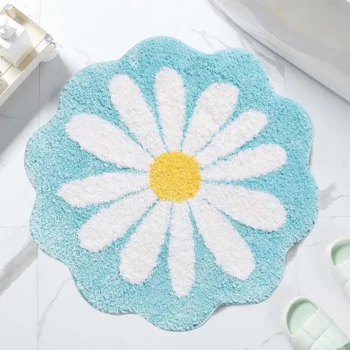 Miniatura 15 de Bonita alfombra de baño, alfombra antideslizante de absorción de agua, suave, lavable a máquina, para dormitorio, cocina, baño, inodoro, 25.6 x 25.6