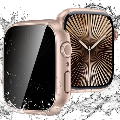 Miniatura 11 de Goton Funda impermeable con protector de pantalla para Apple Watch, película de vidrio templado antiespía para iWatch, carcasa de policarbonato