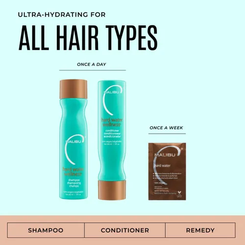 Miniatura 4 de Malibu C Acondicionador para el cabello de agua dura para acumulación, fórmula hidratante sin sulfato para cabello seco dañado y desenredante