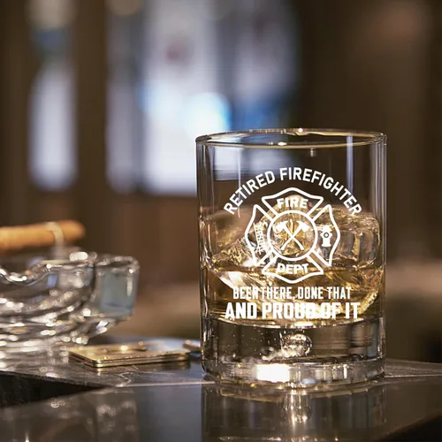 Miniatura 4 de AGMDESIGN Bombero jubilado Been There Done That y Orgulloso de eso Divertido vaso de whisky de jubilación, bombero papá, hermano, tío, regalo