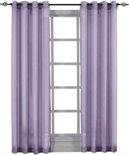 Royal Hotel Bedding Lujo Abri - Ojal superior, cortinas transparentes aplastadas, 84 pulgadas de largo, lavanda, juego de 2