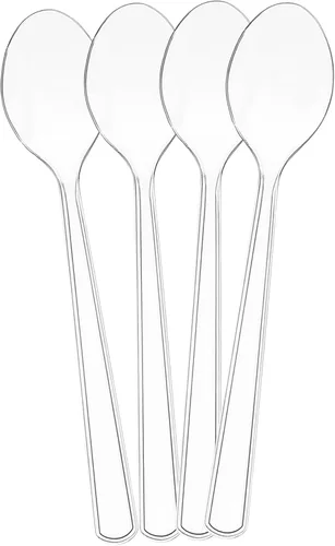 Miniatura 2 de Juego de 8 – 10 cucharas de plástico transparente para servir para eventos, reutilizables o desechables