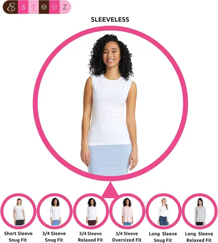 Miniatura 5 de ESTEEZ Camiseta sin mangas ajustada sin mangas para mujer - Mezcla de algodón elástico, esencial en capas