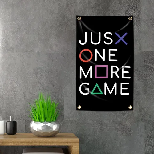 Miniatura 4 de Tapiz JUST ONE MORE GAME Banner Bandera Gaming Tapiz de Pared Videojuegos Decoración del Hogar 3x5 ft Arte Colgante Dormitorio Póster Decoración