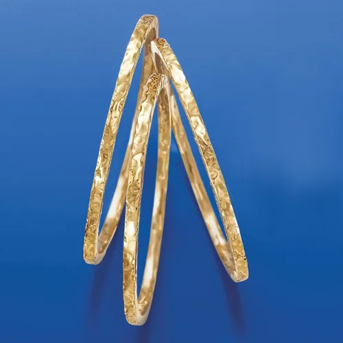 Miniatura 4 de Ross-Simons Italian 24kt Gold Over Sterling Silver Jewelry Set 3 Hammered Bangle Bracelets