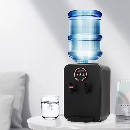 Dispensador de agua de encimera premium, dispensador de agua caliente/fría, dispensador de agua de carga superior (negro)
