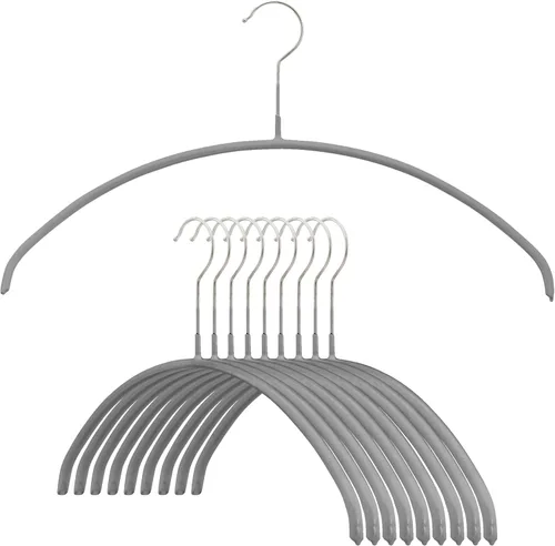 Mawa Perchas estrechas pequeñas de acero con revestimiento antideslizante, para camisas, blusas, vestidos, chaquetas ligeras, gancho giratorio de