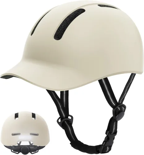 Miniatura 15 de Shinmax Casco de bicicleta – Casco de ciclismo ligero ajustable estilo gorra de béisbol con visera larga, tira reflectante, para viajes urbanos