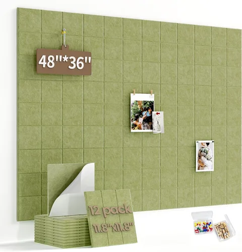Miniatura 13 de Pizarra de corcho grande para paredes con 30 pasadores, 11.8 x 11.8 pulgadas, paquete de 6 tablones de anuncios para oficina en casa, cocina, tablón