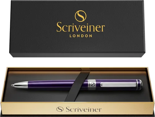 Miniatura 21 de Bolígrafo laqueado en negro Scriveiner - Impresionante pluma de lujo, chapado en oro real, repuesto Schmidt de tinta negra, el mejor juego de regalo