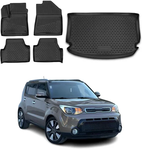 Miniatura 16 de OMAC Alfombrillas de piso para Kia Soul EV 2015-2019, alfombrillas para automóvil para todo clima, 3D, ajuste personalizado, alfombrilla de goma