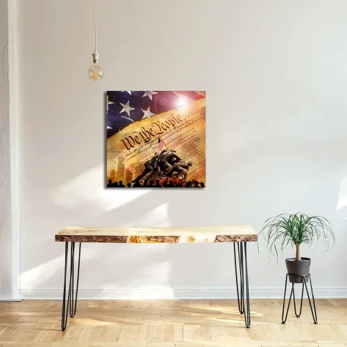 Miniatura 5 de Decoración de pared de bandera, arte de pared de bandera estadounidense, impresión en lienzo Lwo Jima de los marines de los Estados Unidos, arte