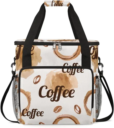 Miniatura 25 de Bolsa de transporte con diseño de acuarela para cafetera de granos de café, bolsa tote de almacenamiento y viaje para café, compatible con cafetera