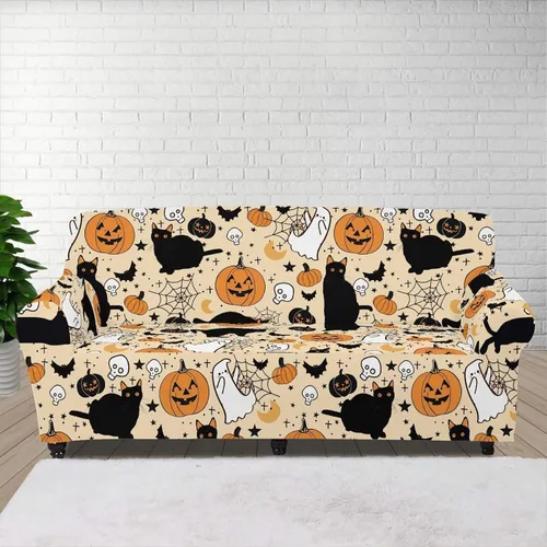 Miniatura 52 de Horeset Fundas elásticas para sofá con diseño de flores otoñales, lavables para sofá de 2 cojines, funda protectora para mascotas y perros