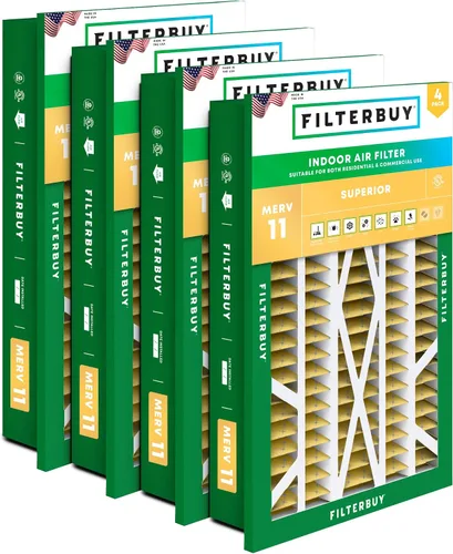 Miniatura 14 de Filterbuy Filtro de aire MERV 11 de 10 x 17 x 2 pulgadas Defensa Superior contra Mascotas y Alergias (paquete de 4), filtros exteriores plisados