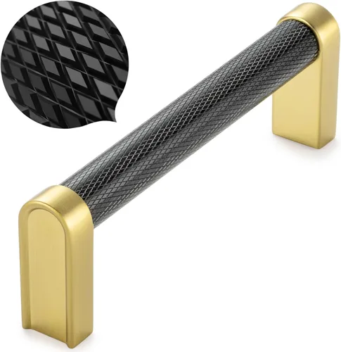 Miniatura 26 de Koofizo - Paquete de 10 tiradores de gabinete estriados para armario, manija negra para muebles (1.1 pulgadas/28 mm), herrajes sólidos K22