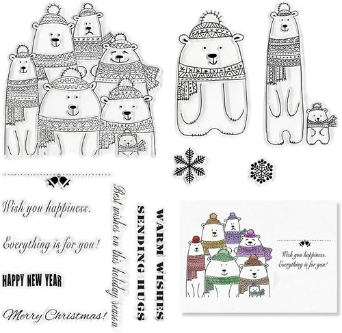 Miniatura 9 de Palabras de felicitación de Feliz Navidad, sellos transparentes para hacer tarjetas y decoraciones de álbumes de fotos, sellos de silicona de árbol