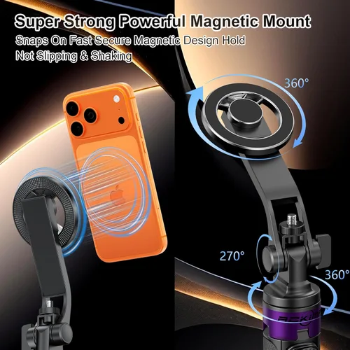 Miniatura 3 de Trípode magnético 4 en 1 para iPhone con tornillo de 1/4 pulgadas, trípode MagSafe Selfie Stick de 53 pulgadas con control remoto inalámbrico