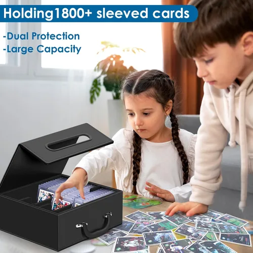 Miniatura 7 de Homthy Caja de almacenamiento de más de 110 tarjetas con cierre magnético, estuche de cubierta de tarjeta de cuero con cierre magnético, caja