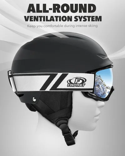 Miniatura 5 de Findway - Juego de Casco de Esquí, Casco de Snowboard con Gafas para Adultos [A Prueba de Golpes] Casco de Deportes de Nieve Seguro y Duradero