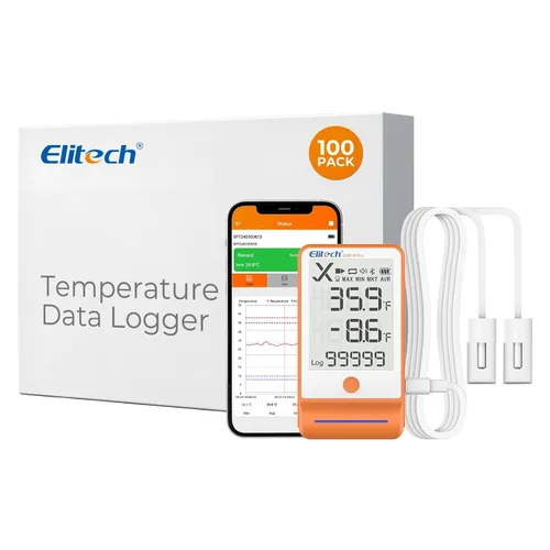 Miniatura 24 de Elitech ISO 17025 Certificado GSP-6 Bluetooth Data Logger Temperatura Humedad 100000 Readings, Shadow Data, Max Min Record, Auto PDF/CSV