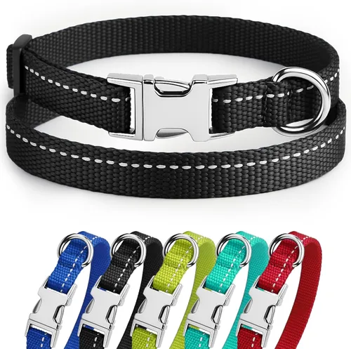 Miniatura 54 de CollarDirect Collar reflectante para perro o cachorro pequeño, mediano y grande con hebilla de liberación rápida, para machos y hembras, nailon Rojo