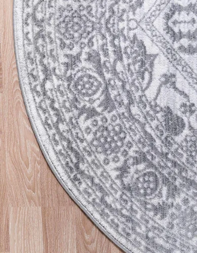 Miniatura 9 de Unique Loom Boston Collection - Alfombra de área con medallón (3 pies 3 pulgadas, redonda, blanco/gris)