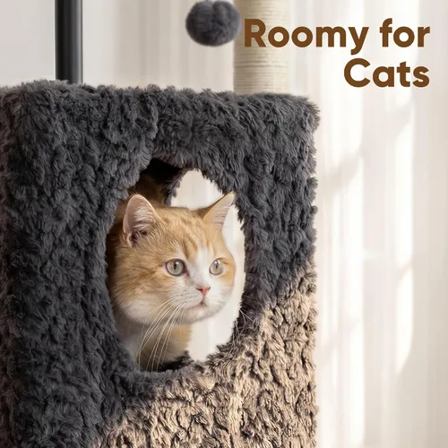 Miniatura 3 de FUKUMARU Árbol para gatos, torre de lujo para gatos de 36.2 pulgadas con dos cuevas, condominio para gatos de varios niveles con poste rascador