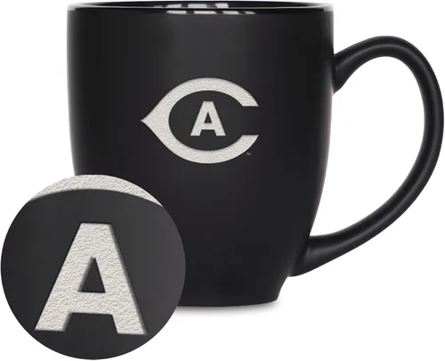 Miniatura 200 de Rico Industries - Taza de cerámica mate negra con grabado láser estándar de 15oz para NCAA (escuelas T & U) - Para bebidas calientes o frías