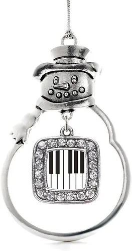 Miniatura 196 de Inspired Silver - Adorno de rodillo de reina - Adorno cuadrado de plata con muñeco de nieve con joyas de circonita cúbica