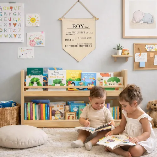 Miniatura 4 de Bandera colgante de lona con texto en inglés «Boy the Wildest of All Animals», «A Noise With Dirt On It», letrero decorativo de pared para bebés