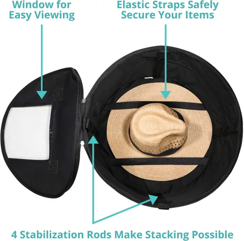 Miniatura 5 de Caja de almacenamiento para sombreros Almacenamiento de juguetes de animales de peluche Contenedor redondo apilable desplegable Cajas de viaje