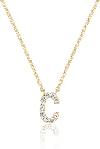Miniatura 34 de PAVOI 14K White Gold Plated Cubic Zirconia Initial Necklace Letter Dainty Necklaces for Women